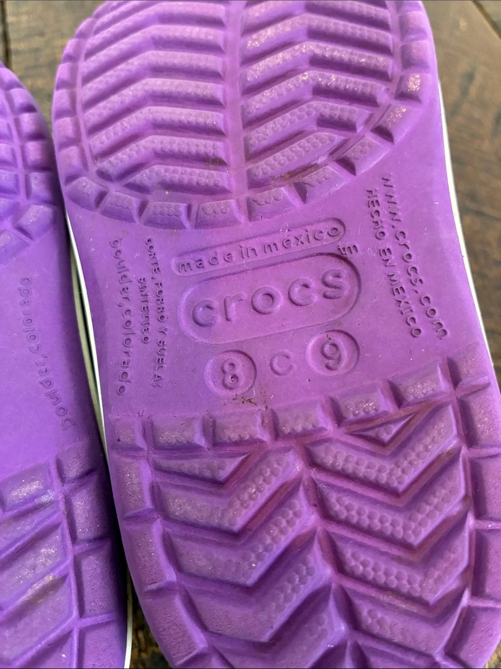 CROCS Kids Purple Slip-On Clogs 8/9 with Charms Diego Mickey Heel Strap